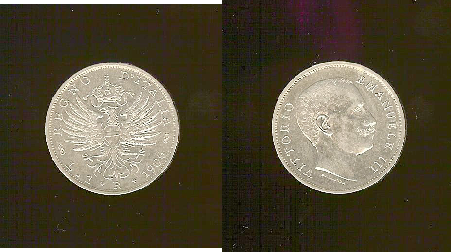 Italy 1 lire 1906 Rome AU